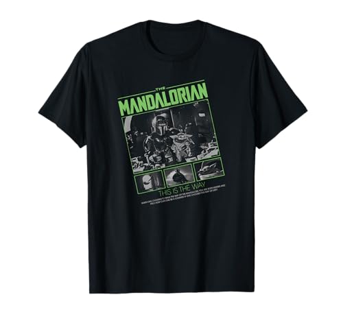 T-shirt Star Wars The Mandalorian Panels noir imprimé en coton