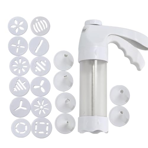 Prensa para pastelería – utensilio de cocina resistente para chorro de manual – prensa para galletas con 12 discos con 6 boquillas de bolsillo, para casa, pasteleros, fiestas y postres