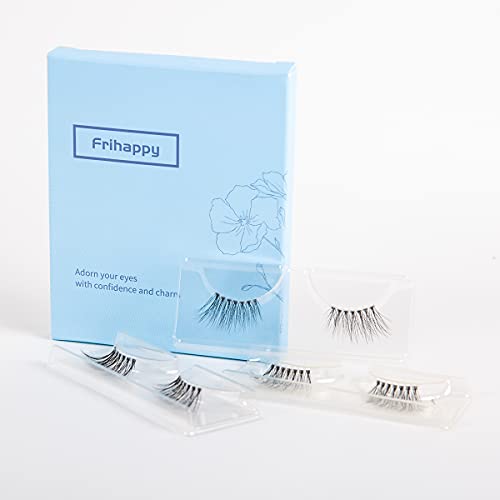 False eyelashes Natural Half Lash Frihappy 3 Pairs Accent Fake Lashes Wispy Light Volume Reusable Pack HF1