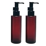 2 bottiglie in vetro ambrato da 100 ml, con pompe per lozioni nere, ricaricabili, dispenser per sapone liquido, crema, contenitori per bagno, cucina e giardino