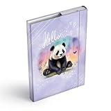 Heftbox für Schulranzen - Heftmappe A4 oder A5 für Kinder mit Gummiband und Innenklappen - Sammelmappe, Sammelbox mit Gummizug für Mädchen und Jungen (Panda, A4)