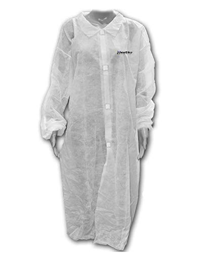 Bata desechable blanca 117x68 cm que soluciona la falta de higiene en las visitas