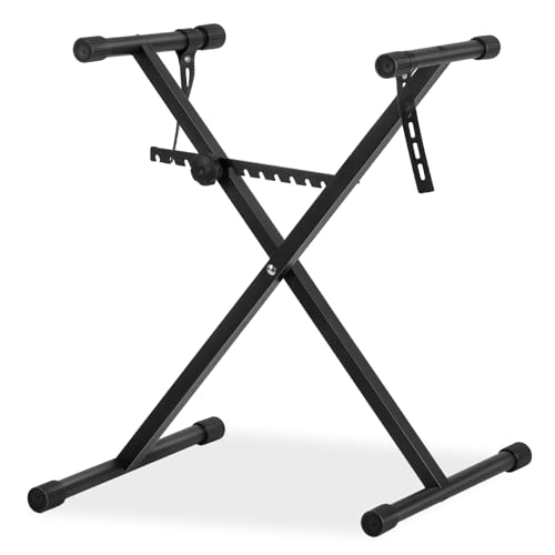AODSK Single-X Keyboard Stand Adjustable Width & Height,Piano Stand with Locking Straps & Quick Release Mechanism-Adjust height in one second