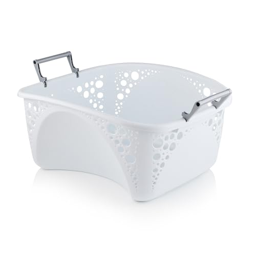 Minky 40L Stackable Laundry Basket, Stackable Washing Basket, Sturdy Foldable Handles, Easy Carry Hip Fit, Multipurpose & Durable Laundry Baskets, Made In The UK