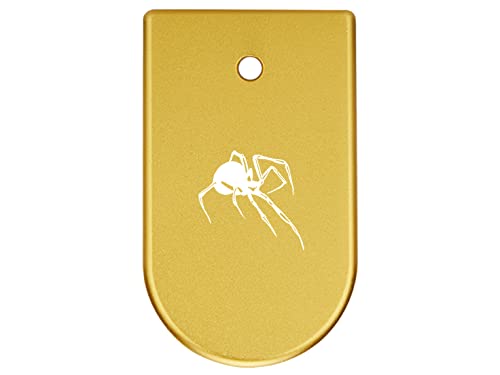 NDZ Performance Magazine Base Plate Finger Extension for CZ P10 Models P10 S, P10 SC, P10 C, & P10 F 9mm Laser Engraved in Gold - Black Widow Spider