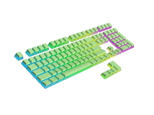Ranked Pudding PBT Keycaps | 112 Double Shot Translucent ANSI US & ISO Layout | OEM Profile for RGB Mechanical Gaming Keyboard (Pistachio)