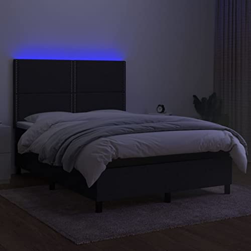 Mimdixy Bettrahmen Doppelbettgestell Funktionsbett,Boxspringbett mit Matratze & LED Schwarz 140x200 cm Stoff,Bett Für Schlafzimmer Und Wohnzimmer,Modern,Einfache Montage – Bild 6