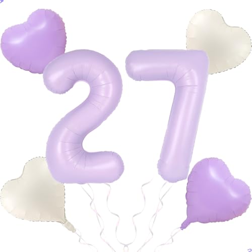 40 inch Light Purple Number 27 72 Balloon for Lavender Birthday Decorations, Large Lavender 27 72 Balloon Number 27th 72th Party Decorations,Lilac 27 72 Year Old Birthday Balloon Pary Supplies Favors