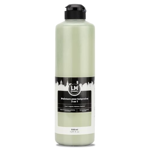 LM-Kreativ Peinture pour Baignoire 3 en 1 2K 500 ml - Vert Tilleul - Peinture pour Carrelage de Salle de Bain, Baignoires, Receveurs de Douche et Lavabos - Très Couvrante