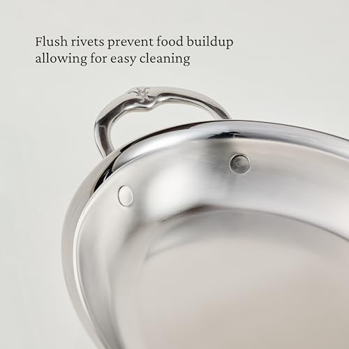 Image of Hestan Provisions Oval Au Gratin Baking Dish, 2 Quart Clad Stainless Steel, 12.5 x 9 Inch - Oven Safe 600F, Kitchen to Table Serving, Designed with Thomas Keller