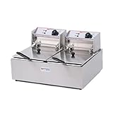 Friggitrice professionale da 6+6 litri, può contenere fino a 4+4 litri di olio. Cestello friggitrice incluso.