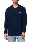 Lacoste Men's Relaxed Fit Carded Wool Polo Sweater, Navy Blue, Medium