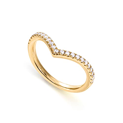 PAVOI 14K Gold Plated Sparkling Wishbone 'V' Ring for Women with Cubic Zirconia4