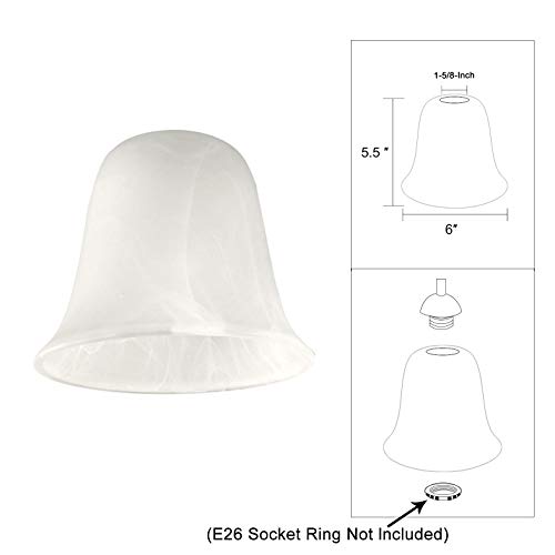 Anmytek 3 Pack Bell Shaped Alabaster Glass Lamp Shade, Lighting Fixture Accessory Lampshade Glass Replacement With 1-5/8-Inch Opening Fitter, A00043 #TOP6
