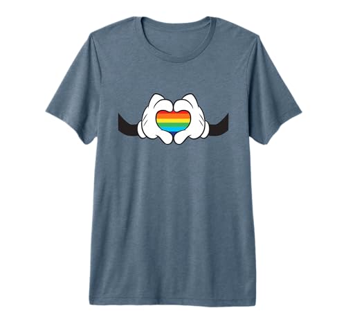 T-shirt Mickey Disney mains arc-en-ciel premium en coton pour adulte