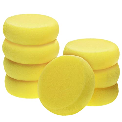 8 Pcs 3 Inch Paint Sponge,Round Painting Sponges Artist Sponges Watercolor Sponges For Art, Craft, Pottery Clay, Face Painting(Yellow) #TOP10