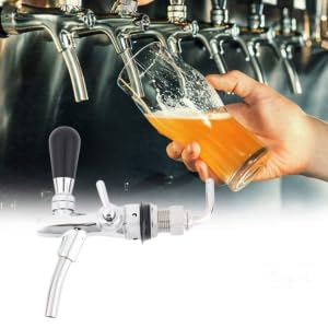 DEWIN Einstellbare Zapfhahn, Bierhahn Beer Keg Hahn Edelstahl G5/8 Adjustable Bier Hahn Entwurf Shank für Hausbar Silber