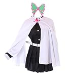 MN-204 Tsuyuri Kanao Schwarz Weiß Anzug Cape 5-Teile Set Damen Kostüm Cosplay Kimetsu (L)