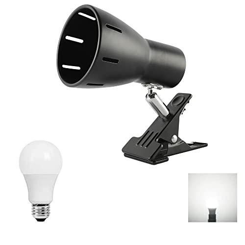 共同照明 クリップライト デスクライト LED電球60W形付き 昼光色 電気スタンド GT-SETTD-BLACK-9W 屋内用 スイッチ付き おしゃれ コンセント式 ブラック インテリア照明 作業ライト 読書 仕事 リビング 寝室照明の商品画像（Amazon）