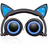 Hype Cat Ears LED Headphones with mic (BLUE) with IN-LINE Microphone