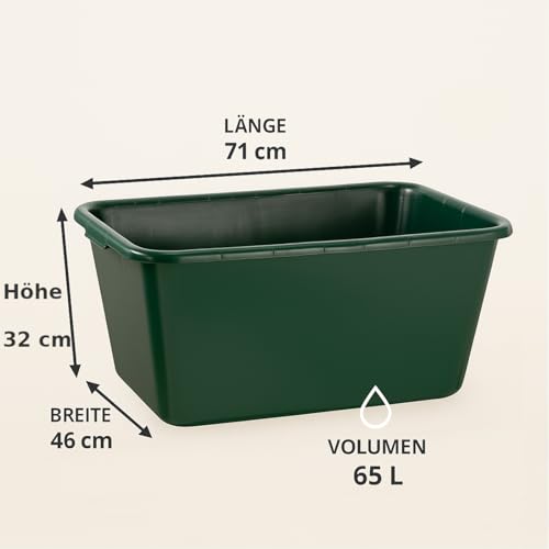 BURI Futterwanne 65L Wasserbottich Pferd Wanne lebensmittelecht Wassertrog - Kunststoffwanne grün 71x46 cm Wildwanne Bottich groß Pferdetränke Pferde Tränke Jagdwanne