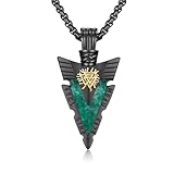 MEDWISE Viking Arrow Necklace Black for Men S925 Sterling Silver Valknut with Malachite Arrowhead Necklace Pendant Norse Black Jewelry Gifts for Men Women Father Husband Friend Birthday Gifts