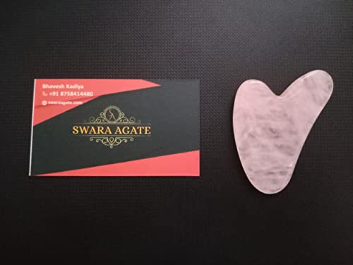 Image of Gua Sha Facial Tool made of Rose Quartz Stone for SPA Acupuncture Therapy Trigger Point Treatment for Men and Women Color (Pink)