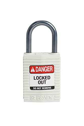 Image of Brady CPT-WHT-25AL-KD SafeKey Padlock, White, 2.6 in H x 1.25 in W x 0.75 in D