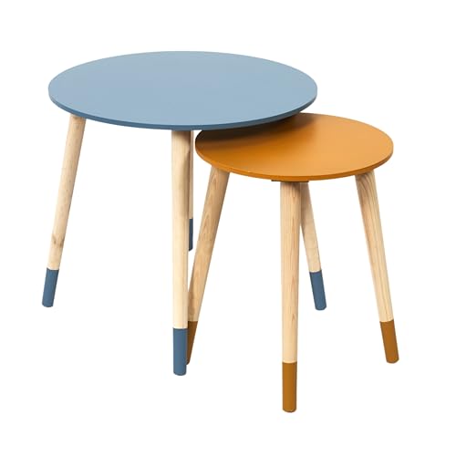 HOME DECO FACTORY - HD7360 Lot de 2 Tables Gigognes Bicolores - Conçu pour Salon, Chambre ou Salle...
