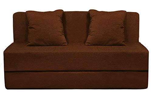 Image of Aart Store 3x6 One Seater Space Saving Foldable Sofa /Cums Bed with Removable Washable Fabric Cover - Brown
