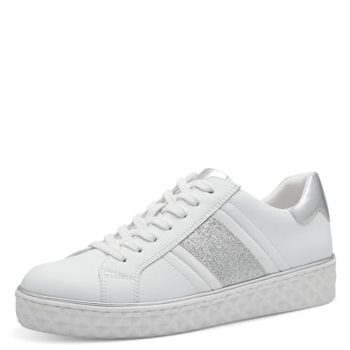 MARCO TOZZI Damen Sneaker flach Vegan Freizeit, Weiß (White Comb), 42 EU