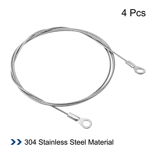 PATIKIL Stainless Steel Lanyard Cable 1.5mmx100cm, 4 Pack Eyelets Ended Security Wire Rope, Silver - Image 3