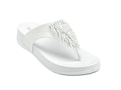 Image of REDVOLUTION Women's Rhinestone Sandals Soft Platform Footbed Midsole Fashion Flip Flop