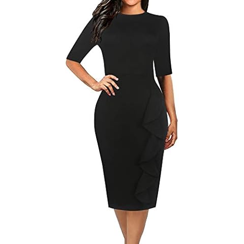 oxiuly Vintage Polka Dot Bodycon Dress Cover