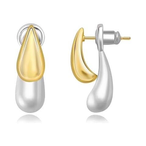 Surrounded Forest Two-Tone Dangle Earrings Teardrop Earrings Gold And Silver Front Back 2 in 1 Stud Earrings Cover