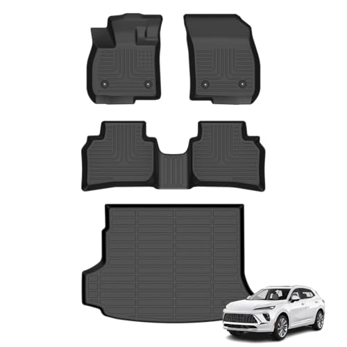 AZYT Floor Mats & Cargo Liner for Buick Envision 2021-2025 2026 All Weather Automotive TPE Set Anti-Slip Waterproof Floor Liners Accessories (Car Mats+Trunk Mat) Black