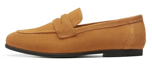 Image of Journey West Men's Suede Leather Belgian Loafers for Men Slip-on Casual Penny Casual Loafers