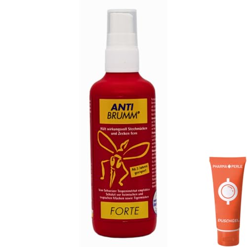 Anti Brumm Forte Pumpspray 1x 150 ml I Insekten-Repellent I effektiver Schutz gegen Mücken und Zecken I DEET I Für Fernreisen, Tropen I Spar-Set plus Pharma Perle give-away