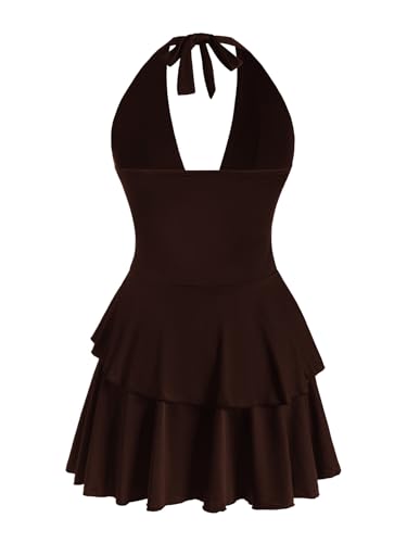 Image of SOLY HUX Women's Cheetah Print Backless Halter Mini Dress