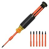 Klein Tools 32306INS 6-In-1 Insulated Multi-Bit Screwdriver, Multi-Bit Driver with Auto-Locking Collar, 1000V Rated, In-Handle Bit Storage