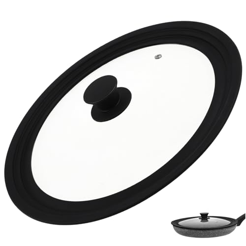 Veemoon Tapa para Sartén de Vidrio Templado con Borde de Silicona Anti-quemaduras Cubierta para Ollas y Sartenes de Tapa Resistente para Cocina con Mango Seguro y Sellado Hermético