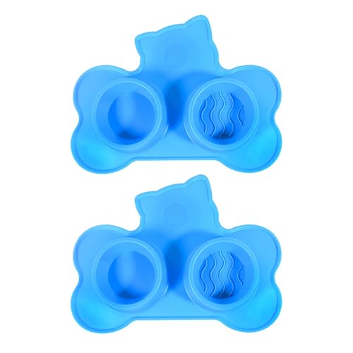 GRABAGECAN Cats Feeding Bowls with Suctions Cup 2 in 1 Feeders Double Bowl Mat Silicone Pad with Suctions Cup Mat Silicone