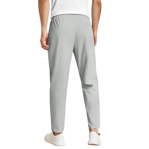 WENKOMG1 Casual Pants for Men Elastic Waist Drawstring Tapered Lightweight Breathable Slim Fit Summer Lounge Pants4