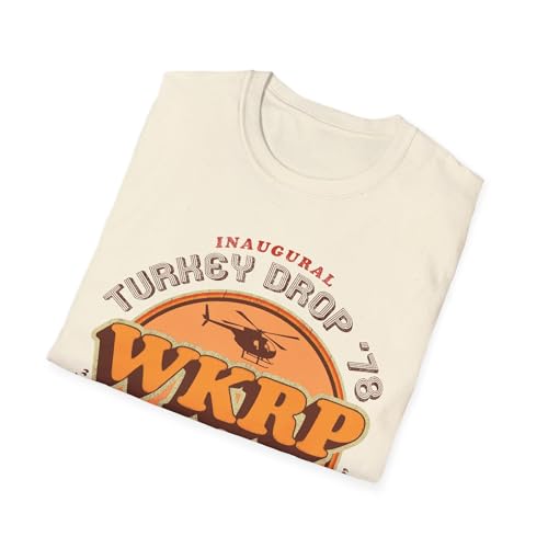 WKRP Turkey Drop LTS Worn T-Shirt, TV Show Tee, Thanksgiving Shirt, Funny Holiday Apparel, Retro Design, Vintage Fan Gift4