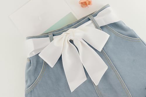 Langer, seidiger Satin-Schal für Damen, 2 m dünnes Band für Haar, Hals und Handtasche, eleganter Schärpengürtel für Kleider (weiß)