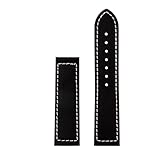 [LCNEIOQ] ロンジン パイオニア マルチタイムゾーン L3.812 L3.82.4 シリーズ対応 22mm 牛革腕時計ストラップ ブライトリング Huawei GT3 GT4 46mm メンズリストバンド対応(Black-no buckle)