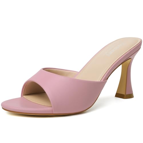 Image of Susanny High Heels for Women Pointed Open Toe Strappy Chunky Block Heels Ankle Strap Stiletto Kitten Heeled Sandals Wedding Bridal Party Prom Sexy Dress Shoes