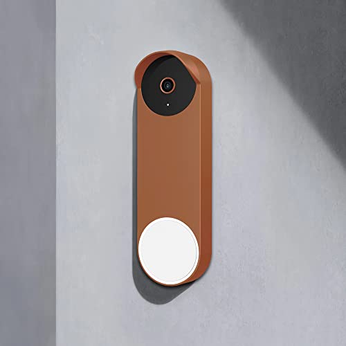 Image of Silicone Case for Google Nest Hello Doorbell (Battery) Cover - Weatherproof Protective Silicone Doorbell Skin Case (Brown)