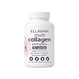 ELLAVIAH Multi Kollagen Komplex für Frauen – Kollagen Typ I, II, III, V & X mit Biotin, Vitamin C & Hyaluronsäure – 240 Kapseln – Für Haut, Haare & Nägel – Ohne Gentechnik