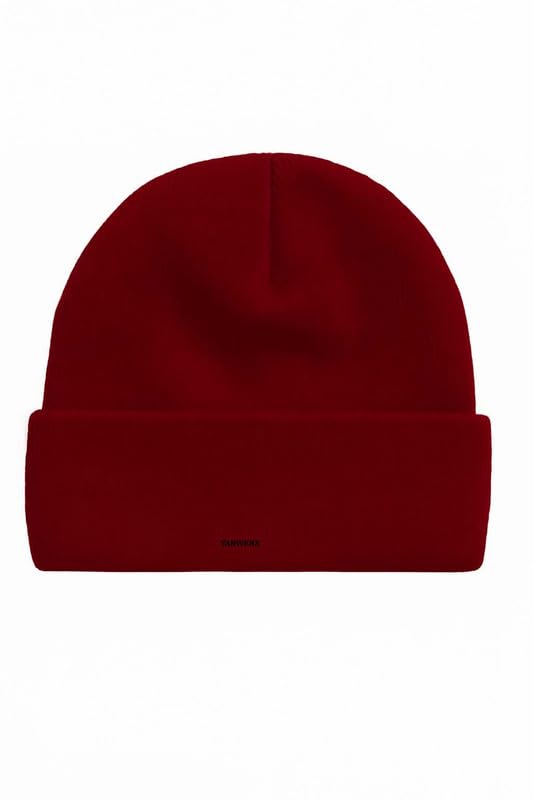 Yanwenx Kids Winter Beanie & Gloves Set | Soft Knit Warm Cap for Boys & Girls (Maroon, Age 5-10 Years) β Pack of 1 2
